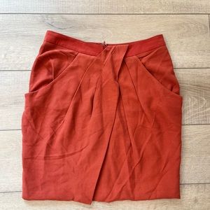 ANTHROPOLOGIE FEI burnt orange faux wrap mini skirt with pockets NWT size 10